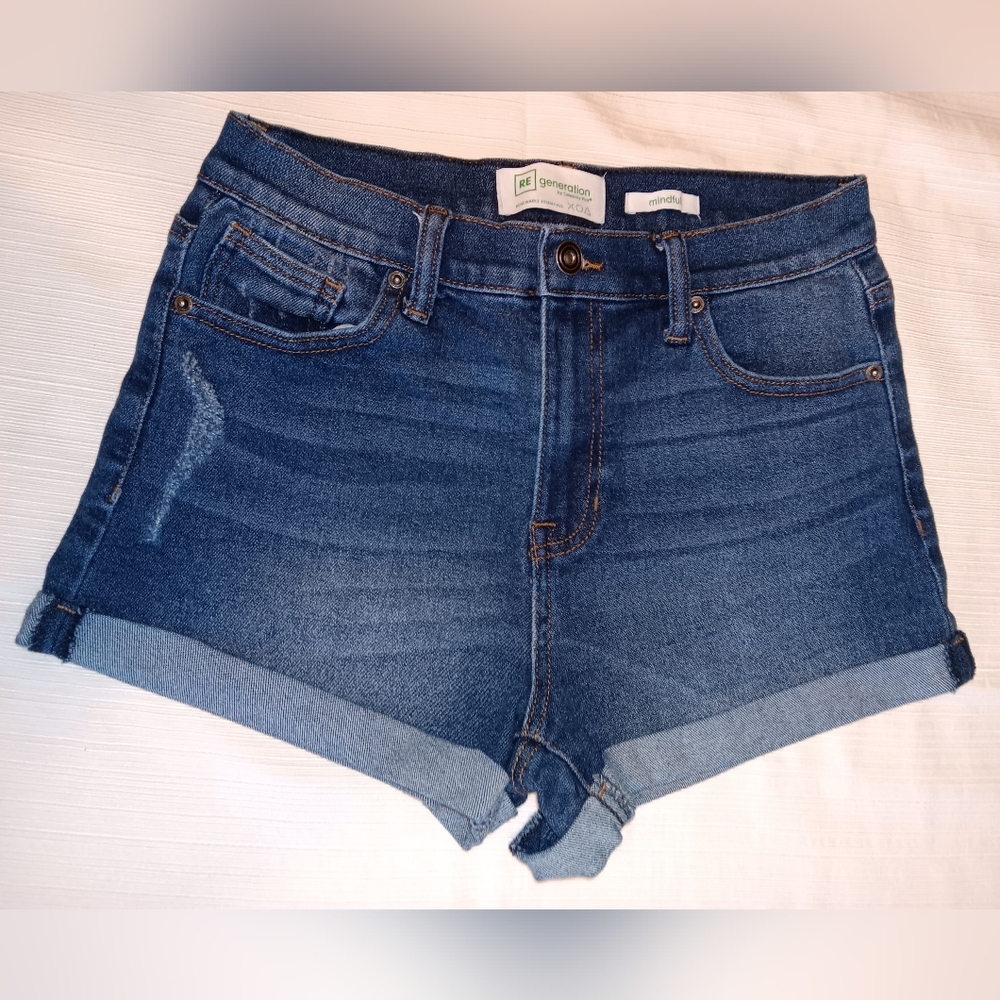 Celebrity Pink RE Generation Blue Jean Shorts with Distressed Details - Size 7